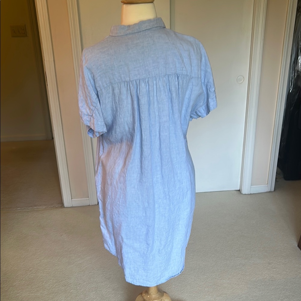 Beachy Blue Button-Up Shirt Dress - Picture 2 of 7